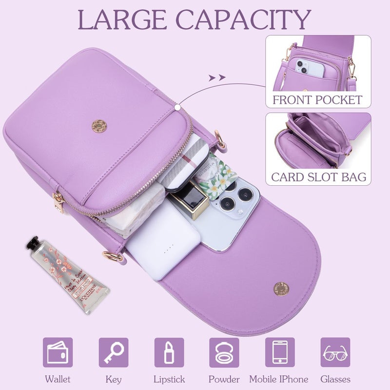 Viverte Crossbody Purse for Teen Girls Small Initial Cell Phone Toddler Purse Leather Triple Compartment Crossbody Bags - Image 3